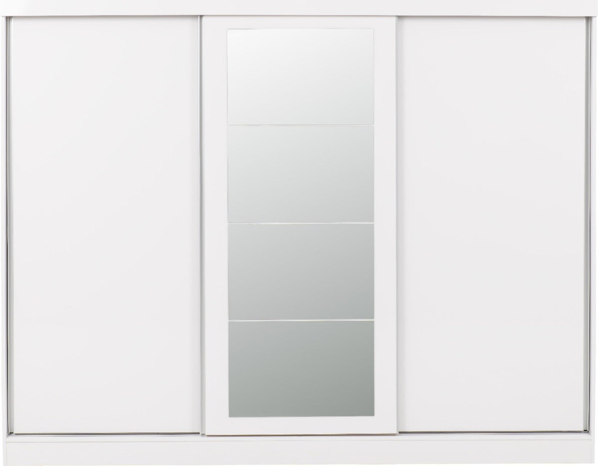 Nevada 3 Door Slider Wardrobe - White Gloss - view 4