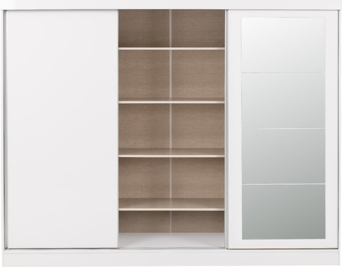 Nevada 3 Door Slider Wardrobe - White Gloss - view 7