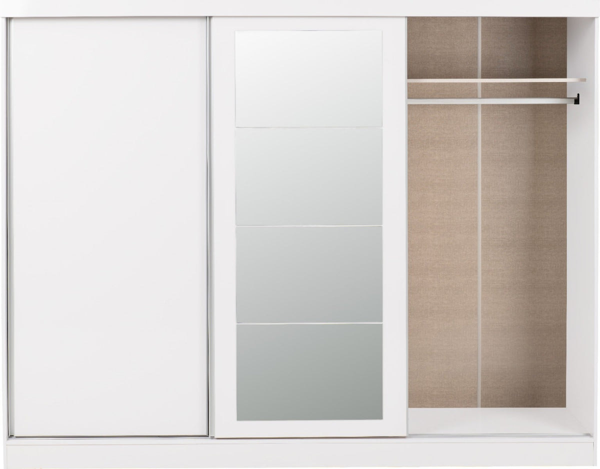 Nevada 3 Door Slider Wardrobe - White Gloss - view 8