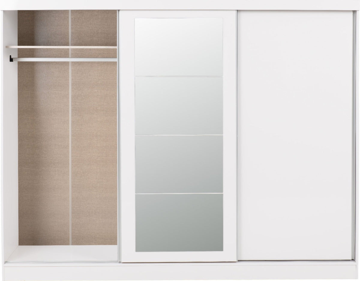 Nevada 3 Door Slider Wardrobe - White Gloss - view 9