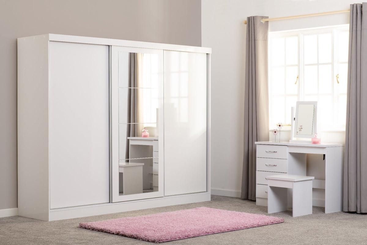 Nevada 3 Door Slider Wardrobe - White Gloss - view 13