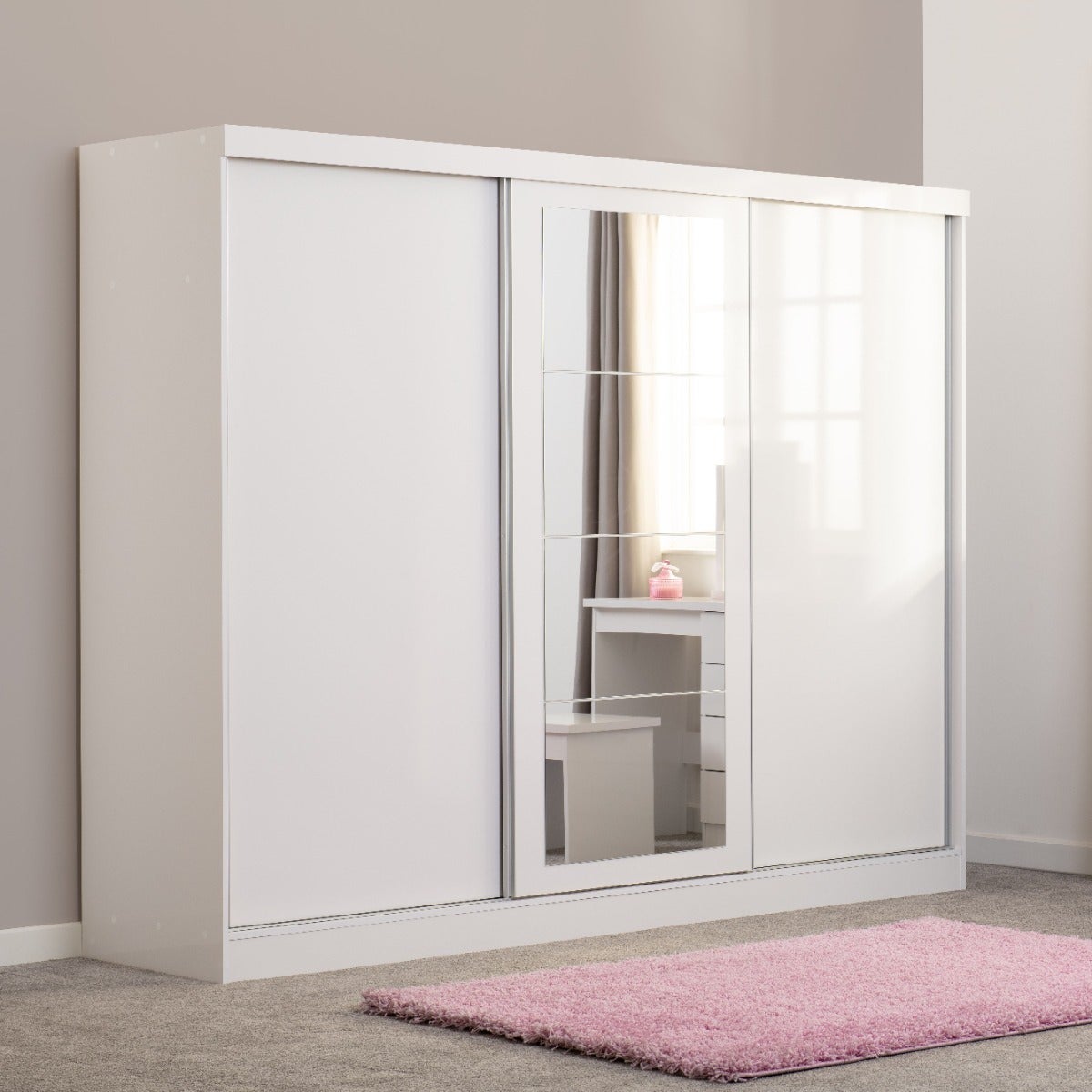 Nevada 3 Door Slider Wardrobe - White Gloss - view 14