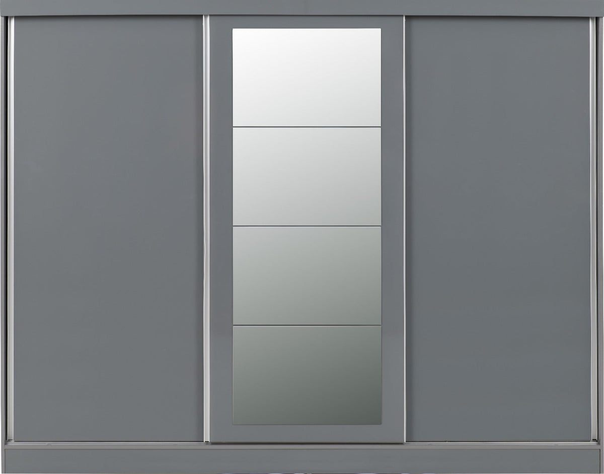 Nevada 3 Door Slider Wardrobe - Grey Gloss - view 4
