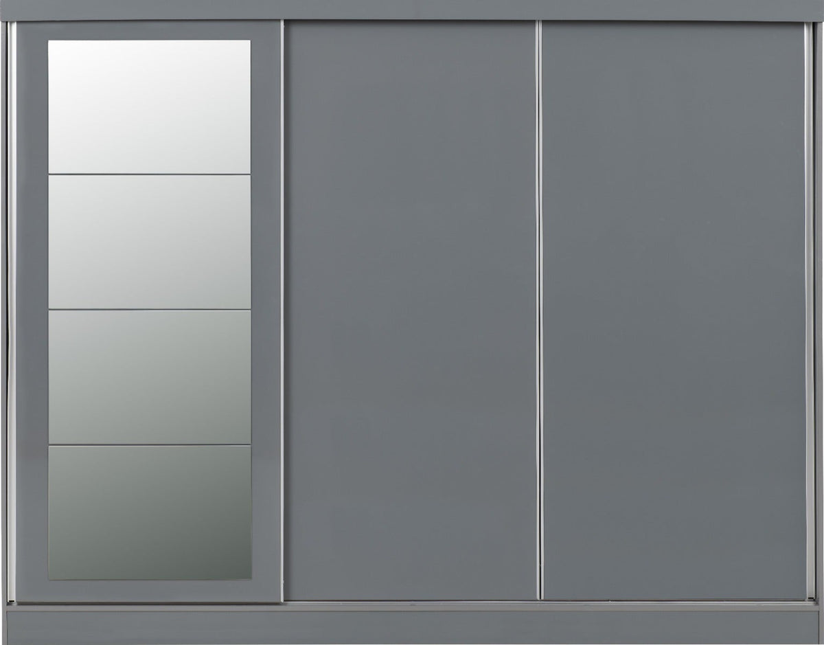 Nevada 3 Door Slider Wardrobe - Grey Gloss - view 5