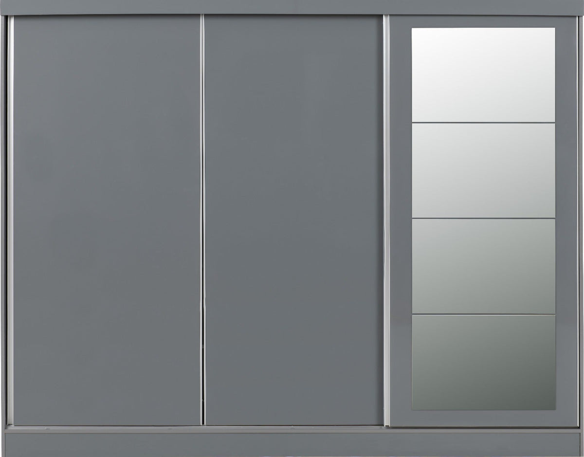 Nevada 3 Door Slider Wardrobe - Grey Gloss - view 6