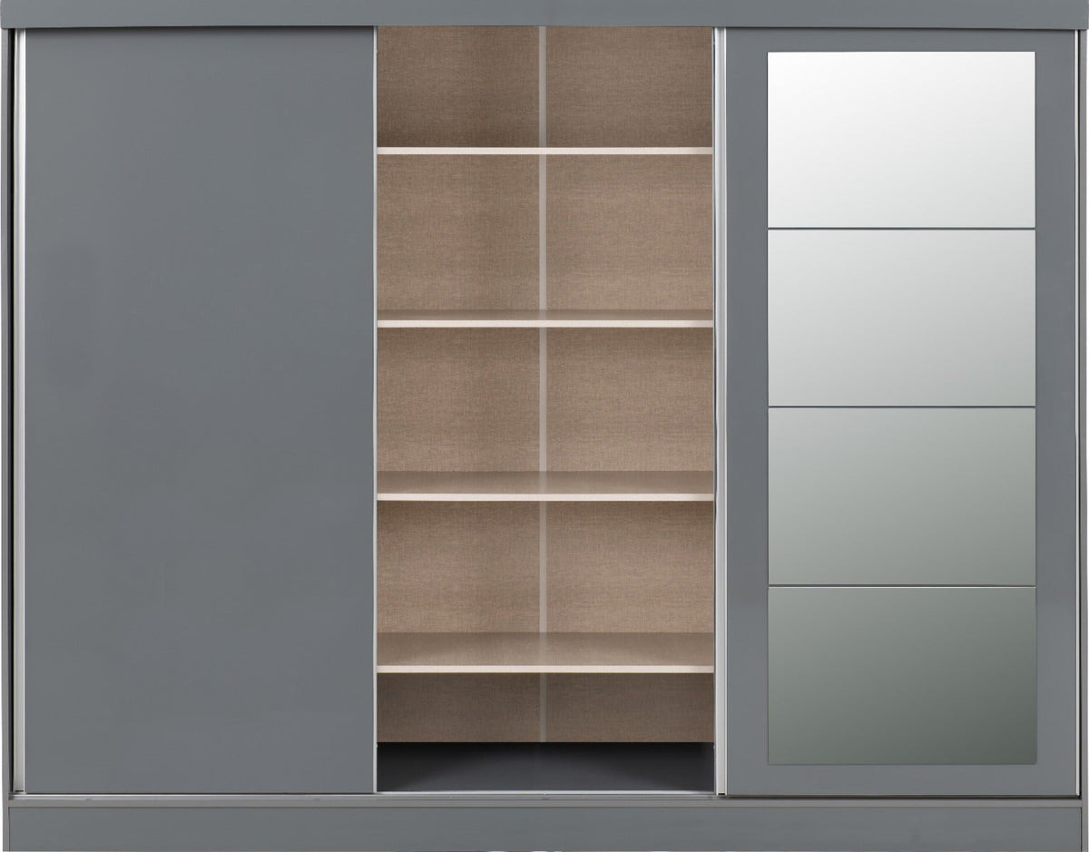 Nevada 3 Door Slider Wardrobe - Grey Gloss - view 7