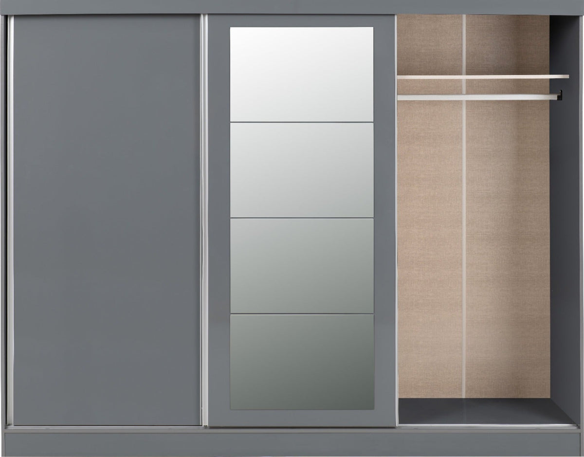 Nevada 3 Door Slider Wardrobe - Grey Gloss - view 8