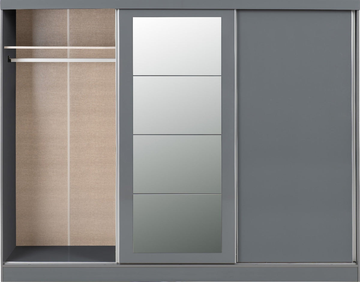 Nevada 3 Door Slider Wardrobe - Grey Gloss - view 9