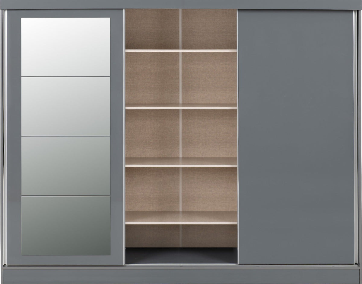 Nevada 3 Door Slider Wardrobe - Grey Gloss - view 10