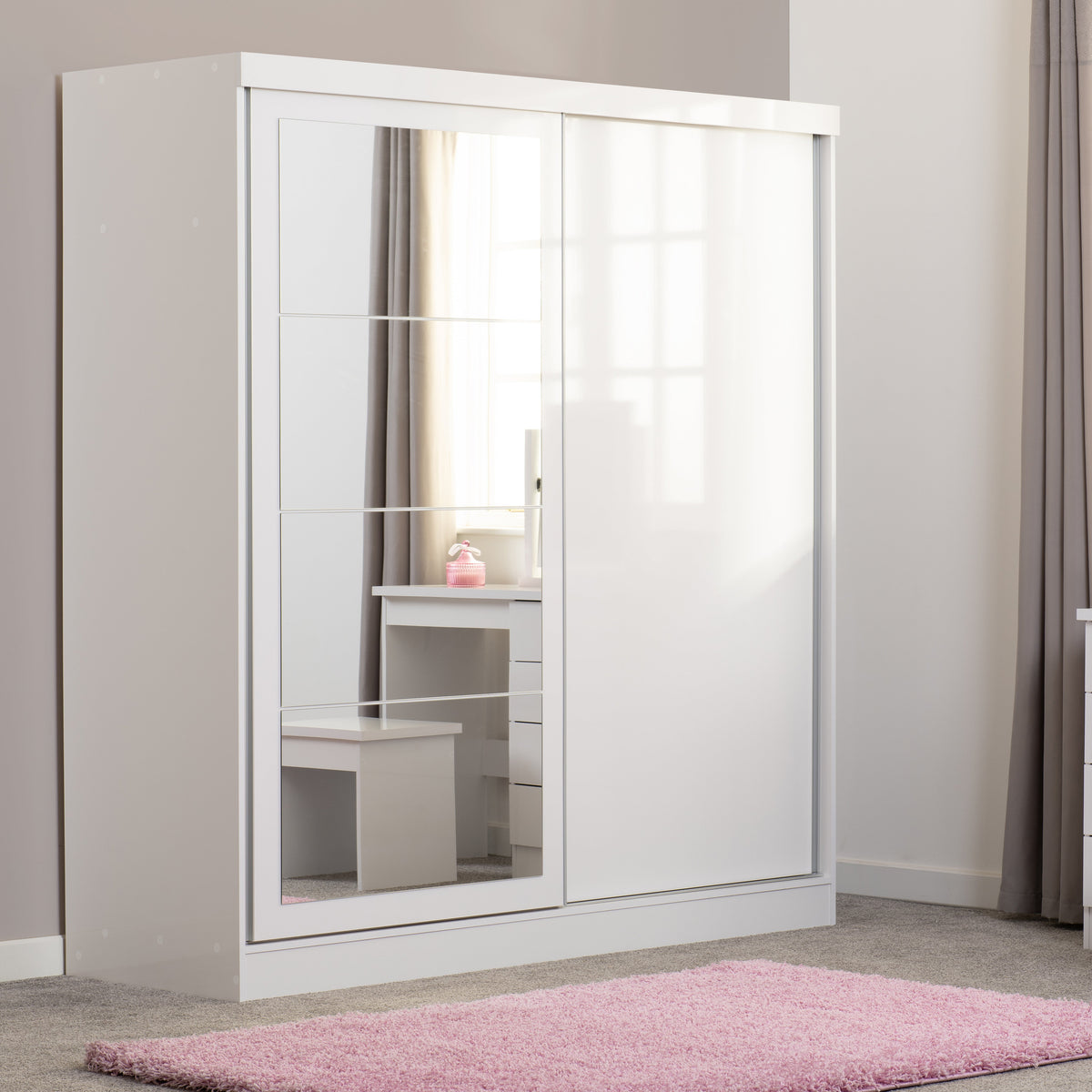Nevada 2 Door Slider Wardrobe - White Gloss - view 13
