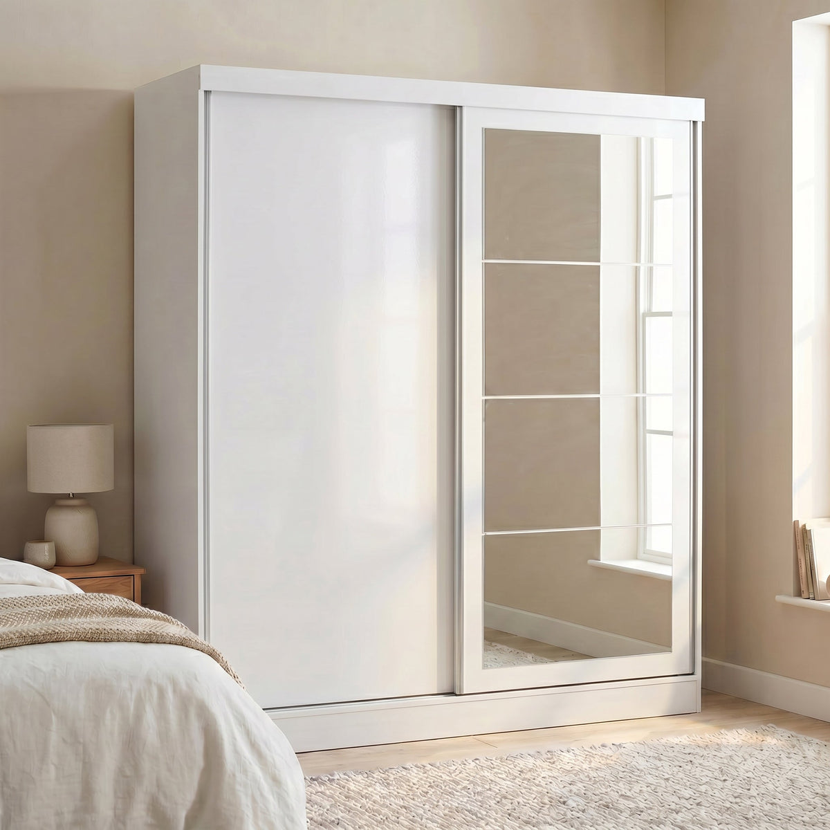 Nevada 2 Door Slider Wardrobe - White Gloss