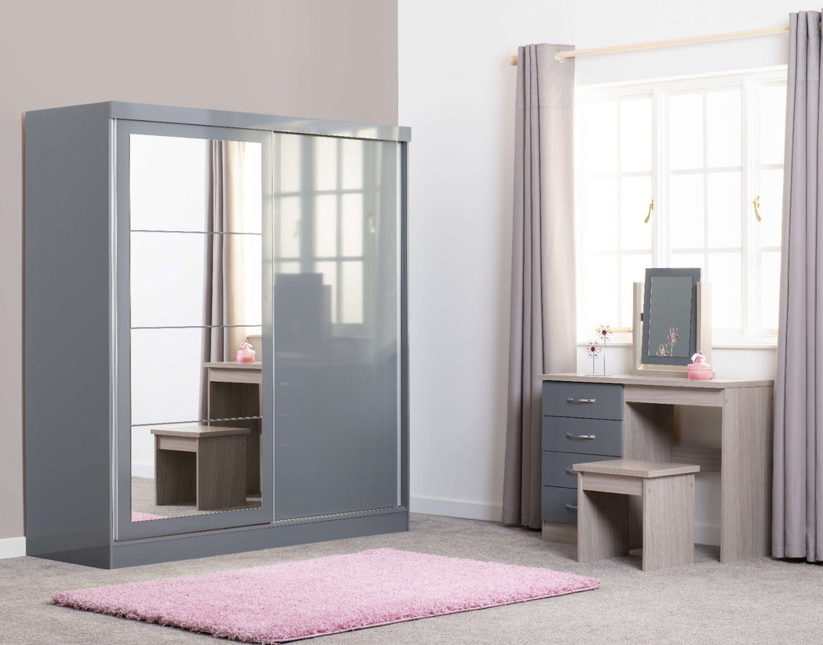 Nevada 2 Door Slider Wardrobe - Grey Gloss - view 9