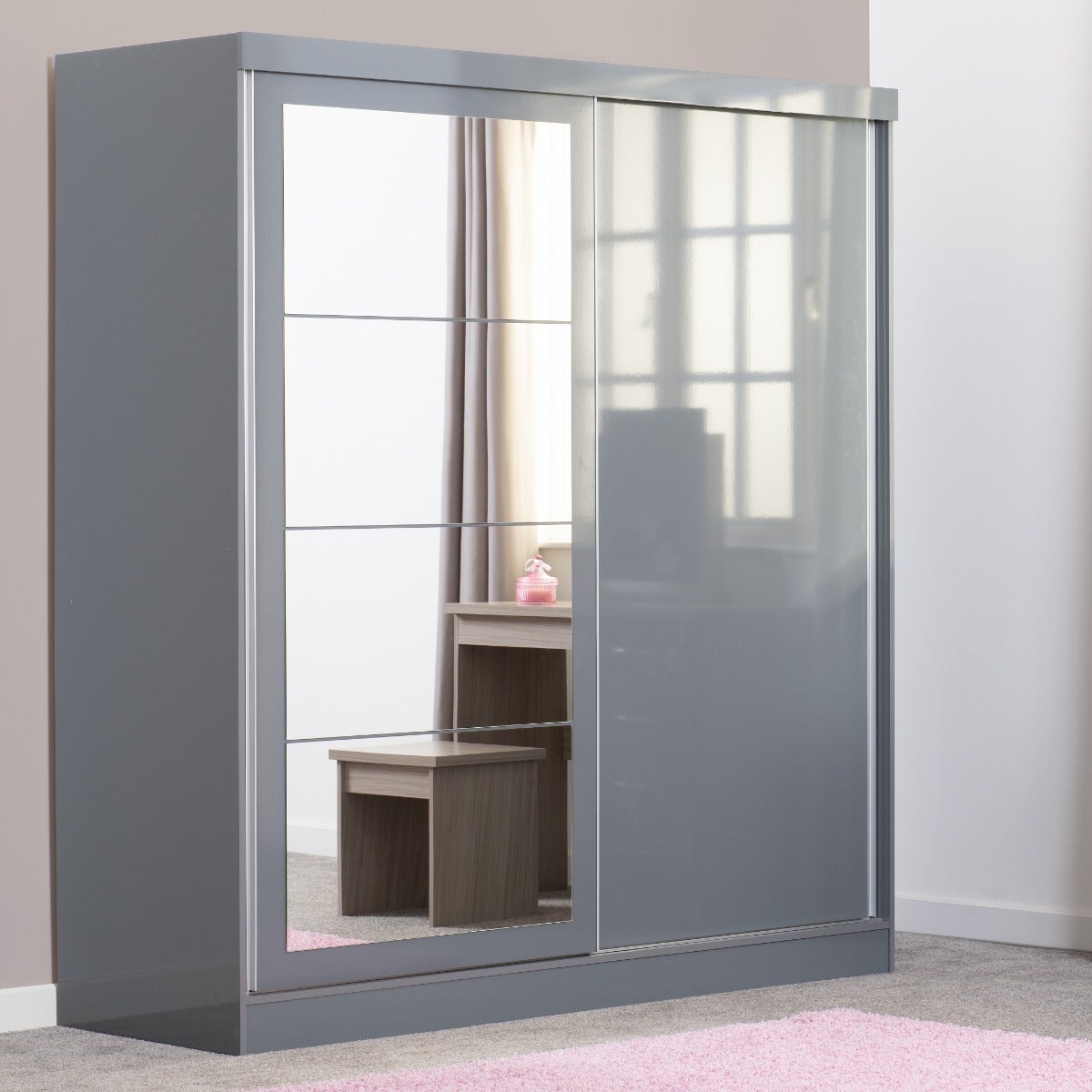 Nevada 2 Door Slider Wardrobe - Grey Gloss - view 10