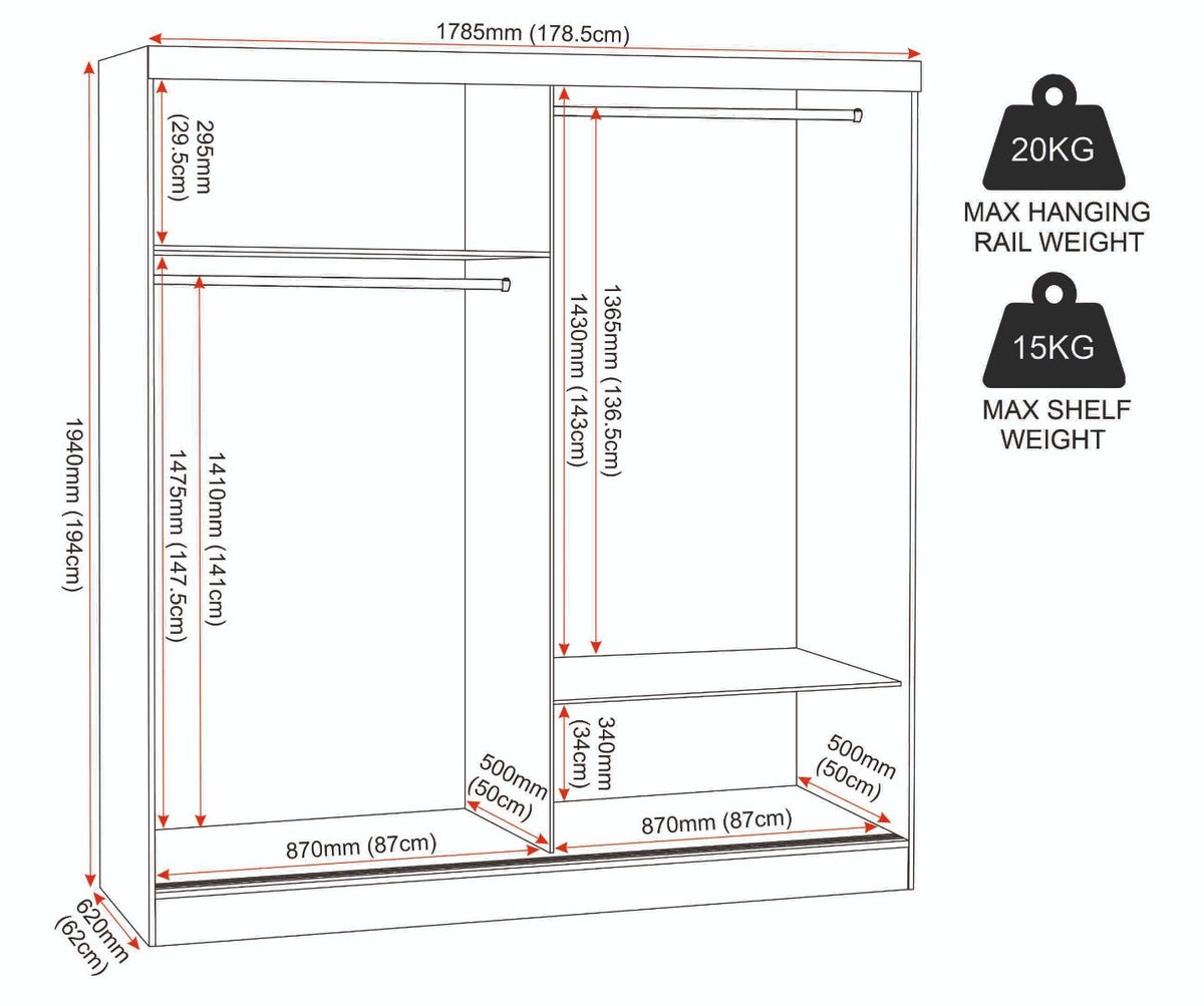 Nevada 2 Door Slider Wardrobe - Grey Gloss - view 11