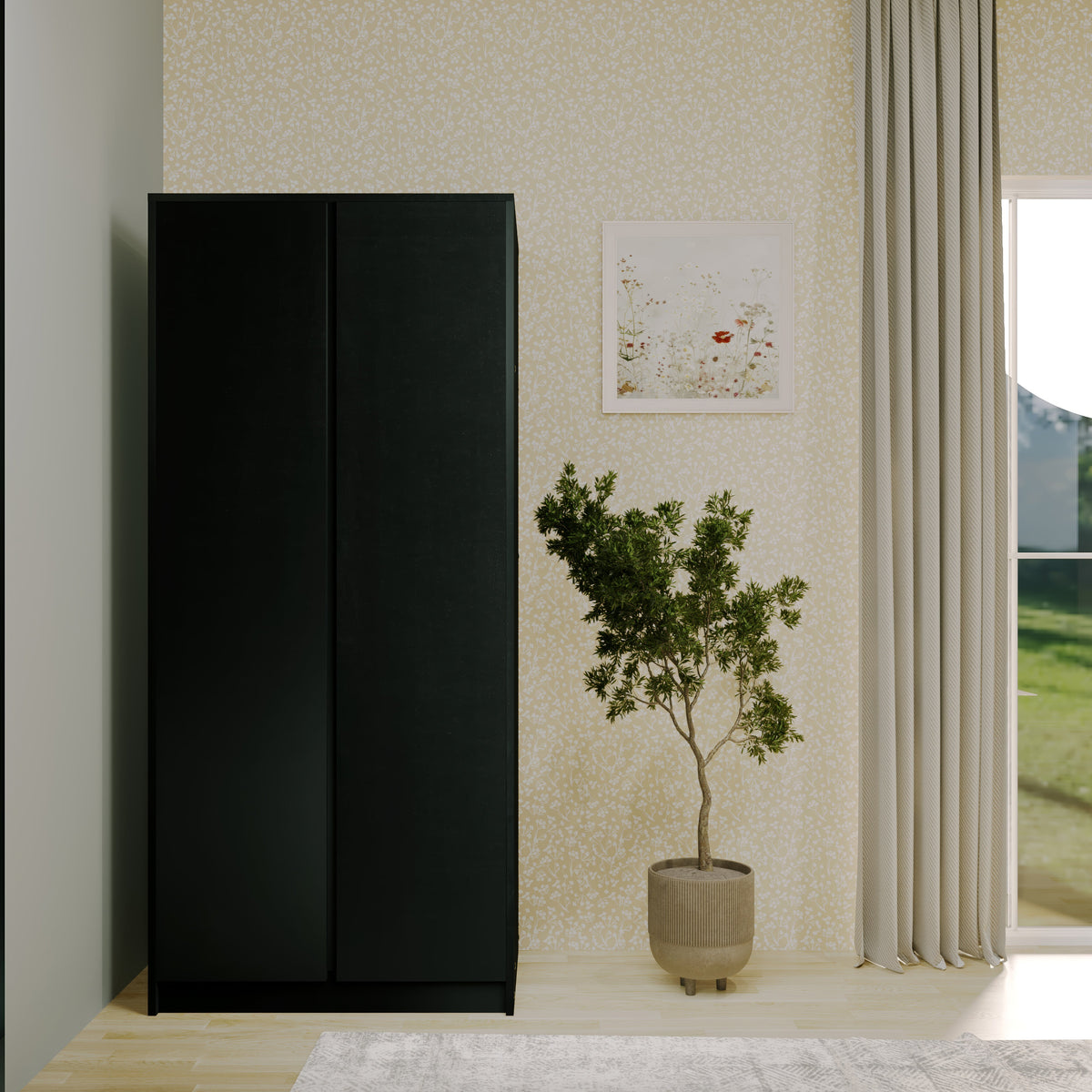 Malvern 2 Door Wardrobe - Black