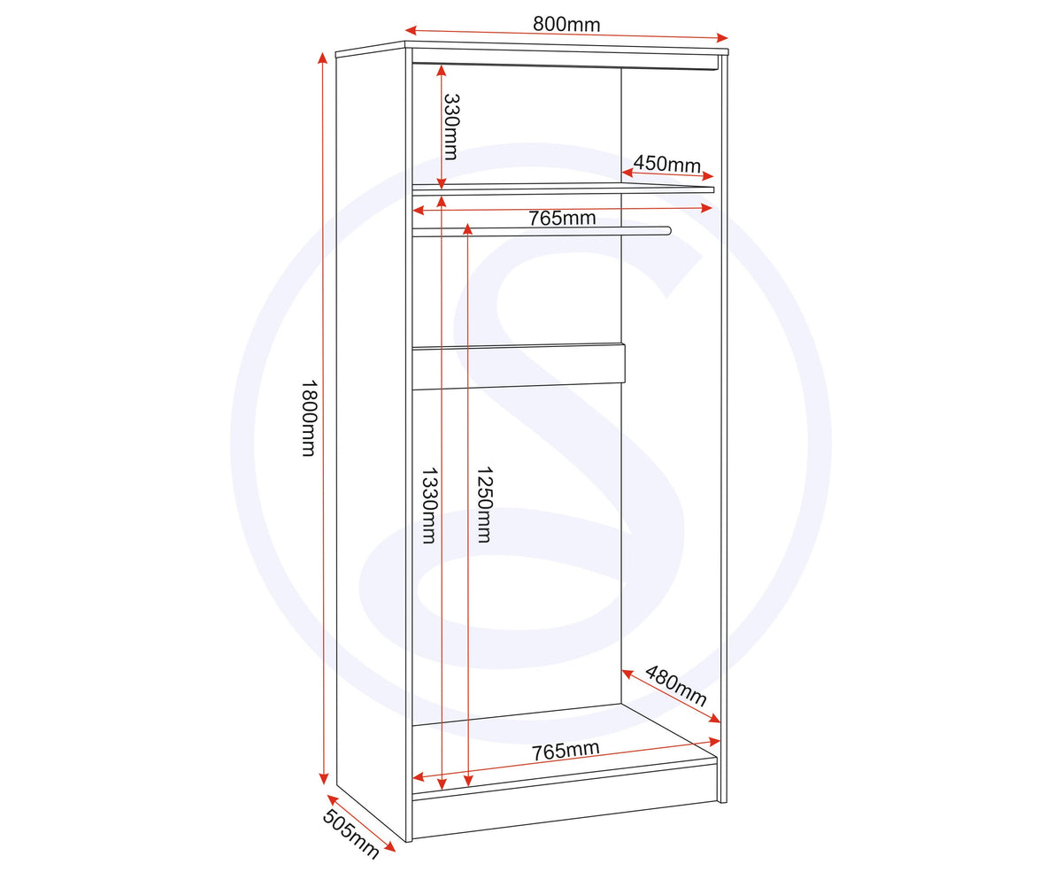 Malvern 2 Door Wardrobe - Black - view 3