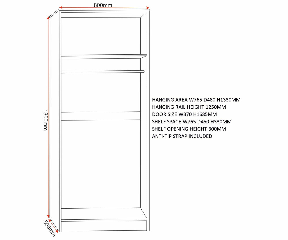 Malvern 2 Door Wardrobe - Black - view 2