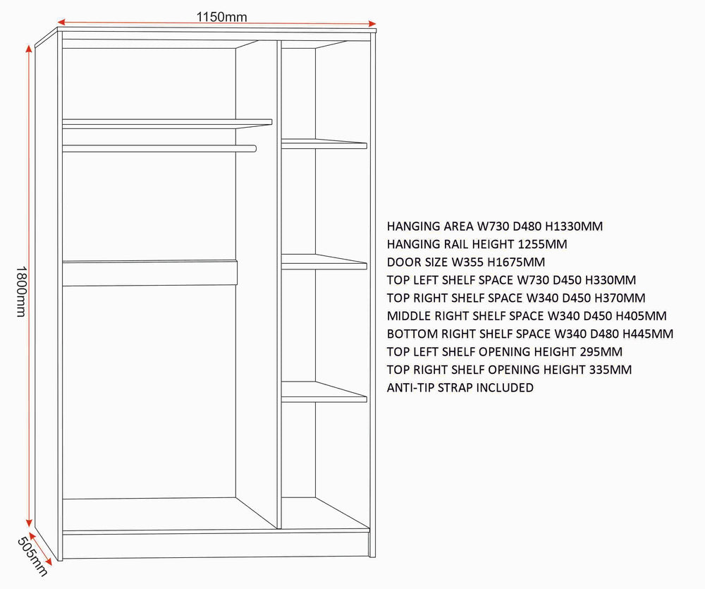 Malvern 3 Door Wardrobe