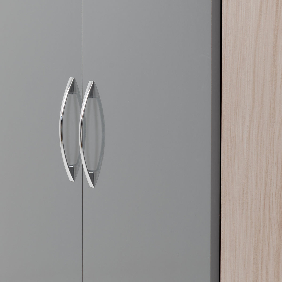 Nevada 2 Door Corner Wardrobe - Grey Gloss/Light Oak Effect Veneer - view 4