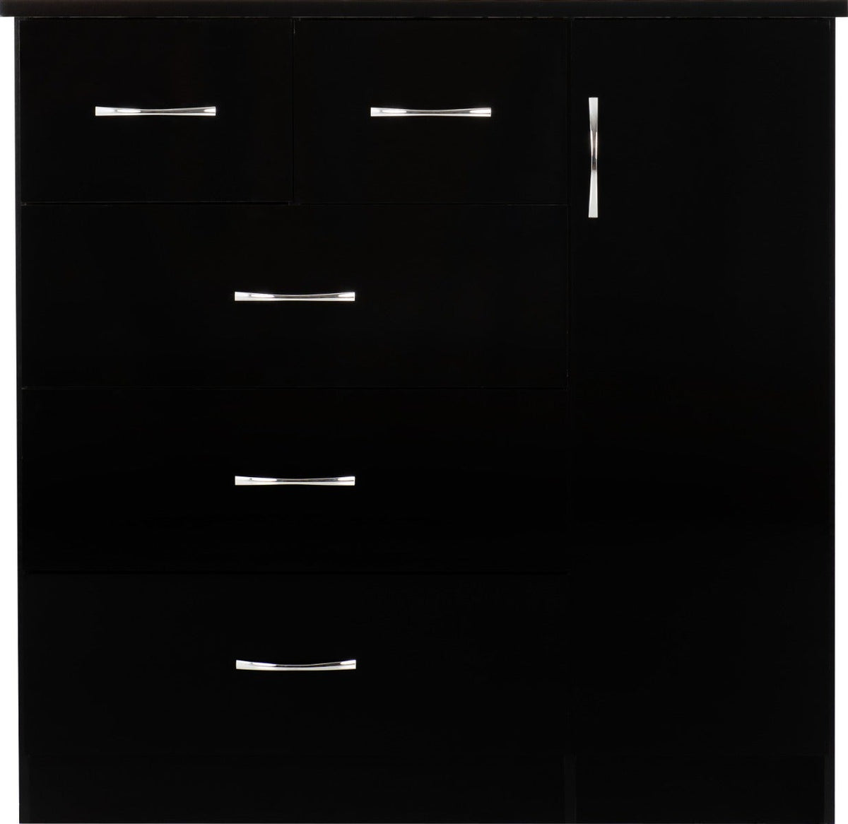 Nevada 5 Drawer Low Wardrobe - Black Gloss - view 4