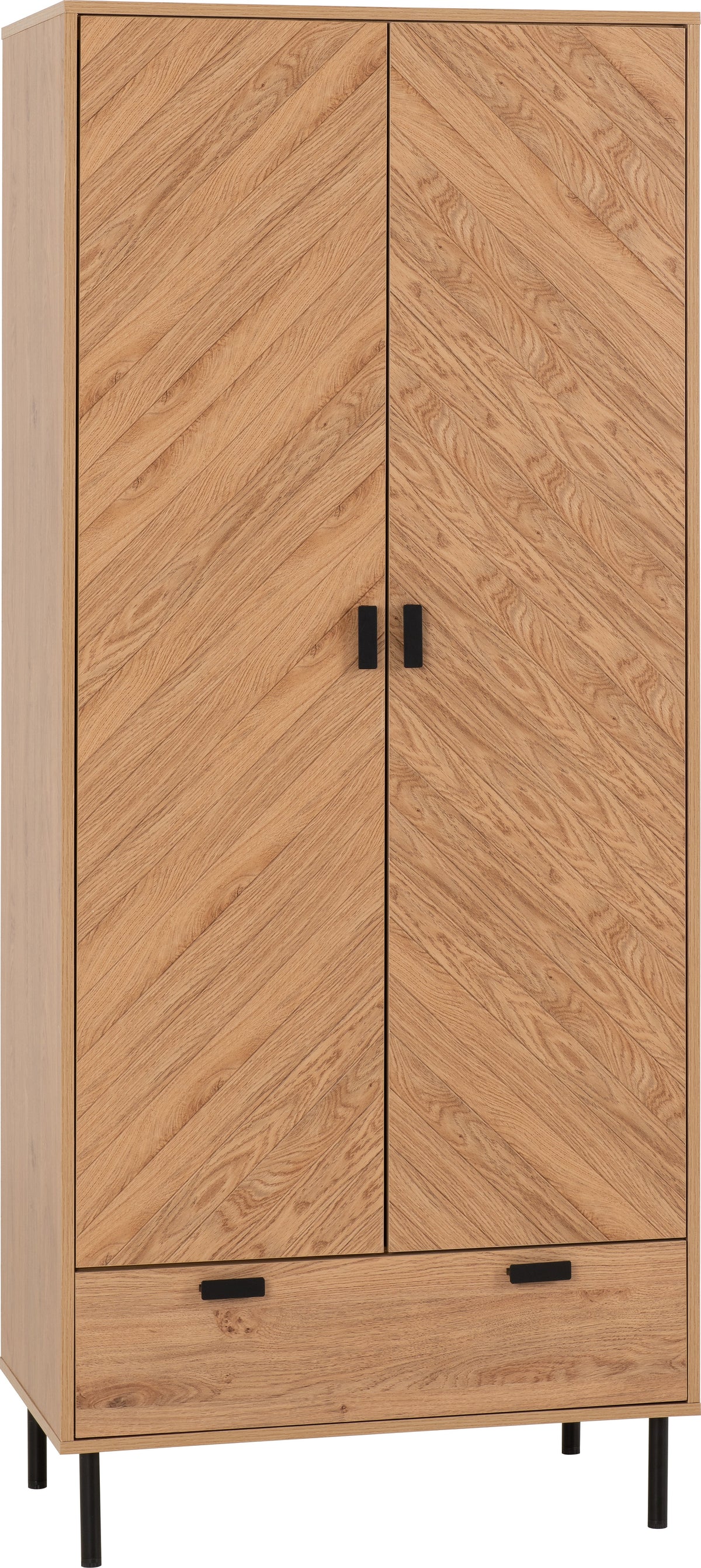 Leon 2 Door 1 Drawer Wardrobe - Medium Oak Effect - view 13