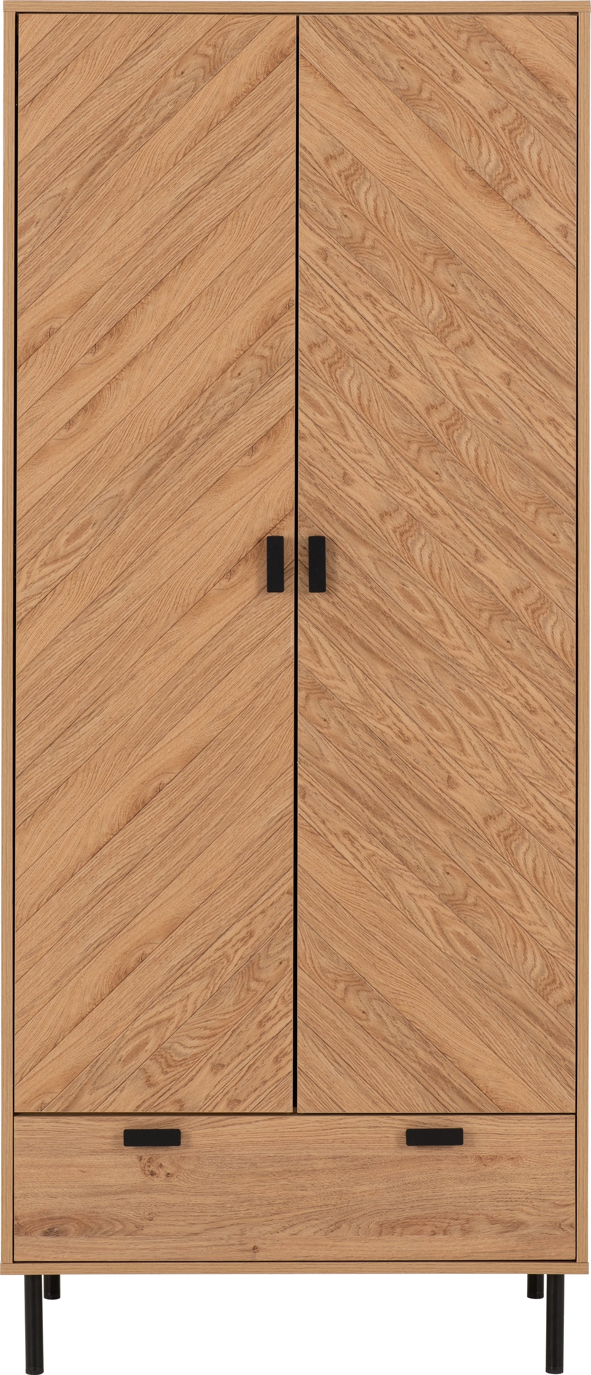 Leon 2 Door 1 Drawer Wardrobe - Medium Oak Effect - view 12