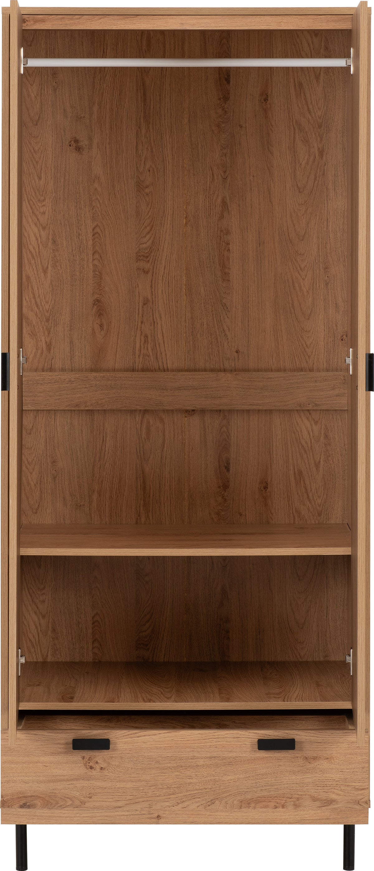 Leon 2 Door 1 Drawer Wardrobe - Medium Oak Effect - view 11