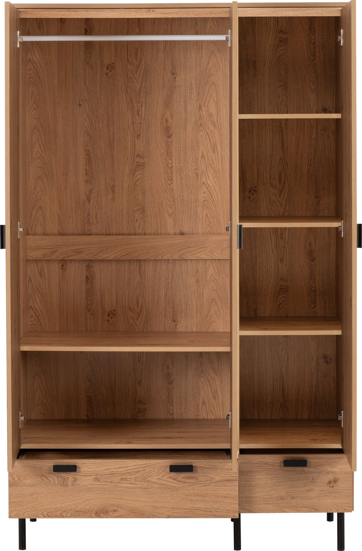 Leon 3 Door 2 Drawer Wardrobe - Medium Oak Effect - view 9