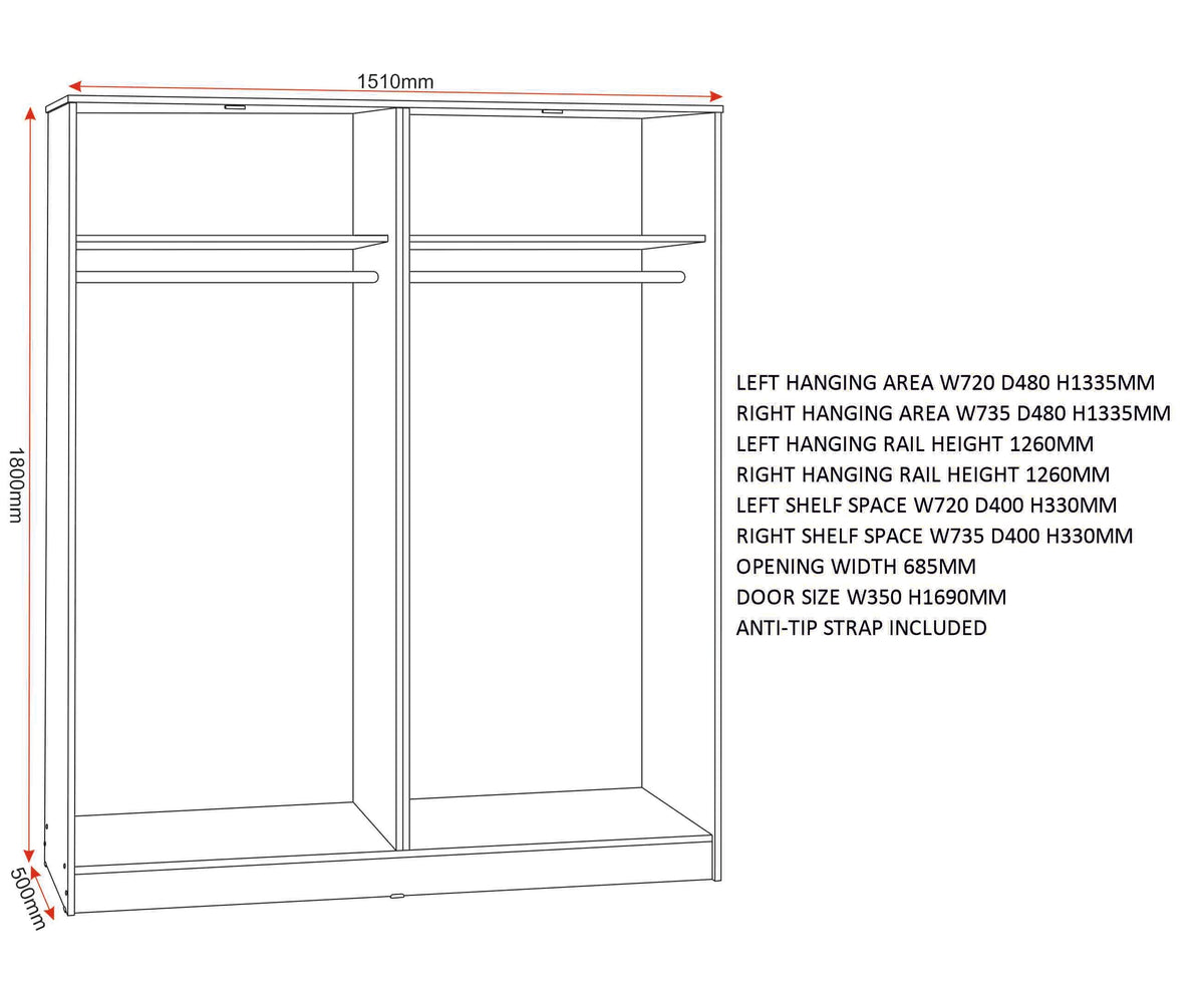 Malvern 4 Door Wardrobe - Urban Snow - view 2