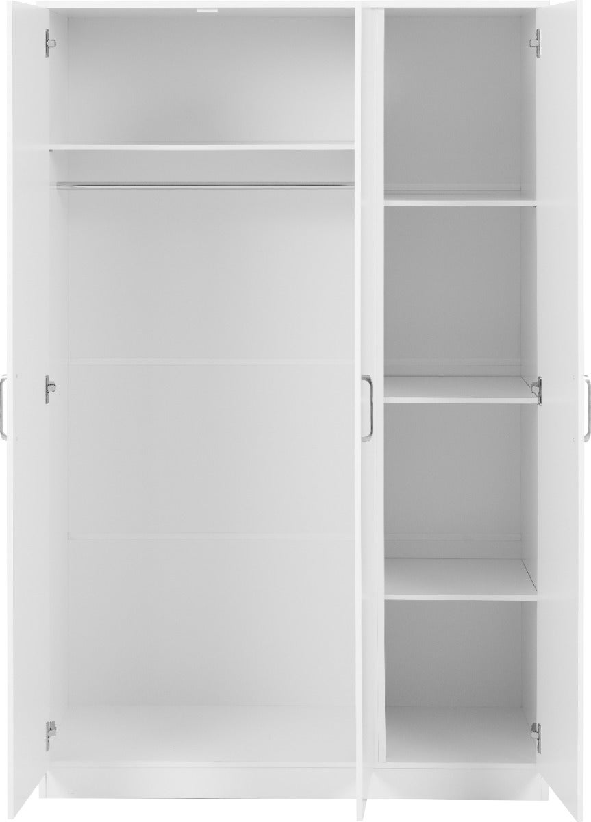 Dakota 3 Door Wardrobe - White - view 4