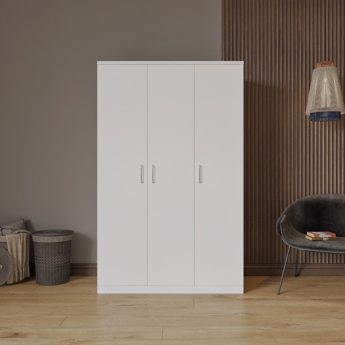 Dakota 3 Door Wardrobe - White - view 7