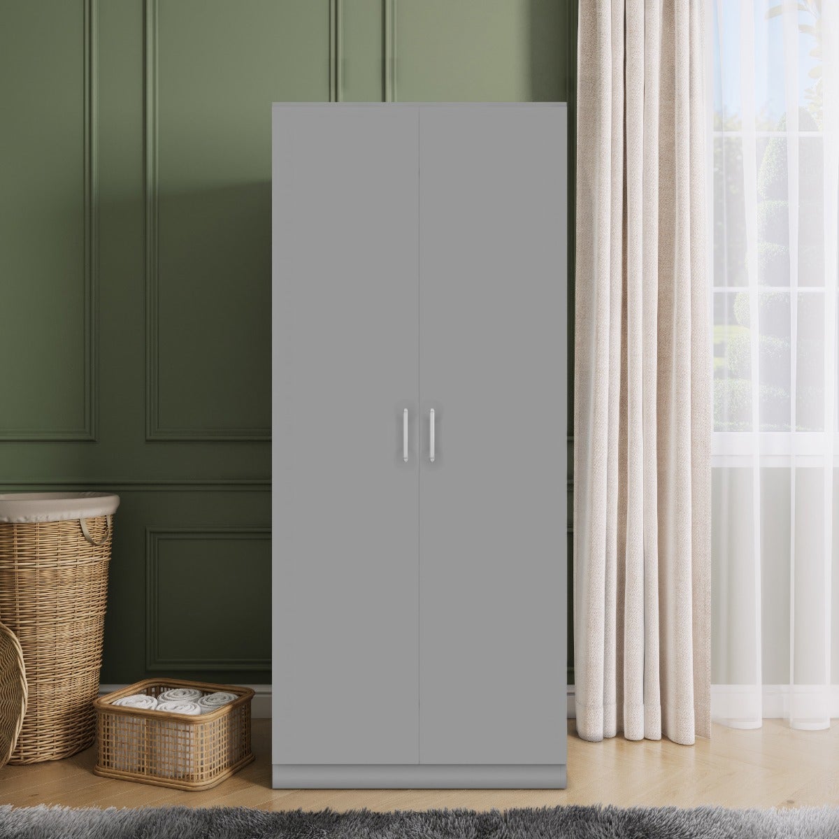 Dakota 2 Door Wardrobe - Light Grey - view 7