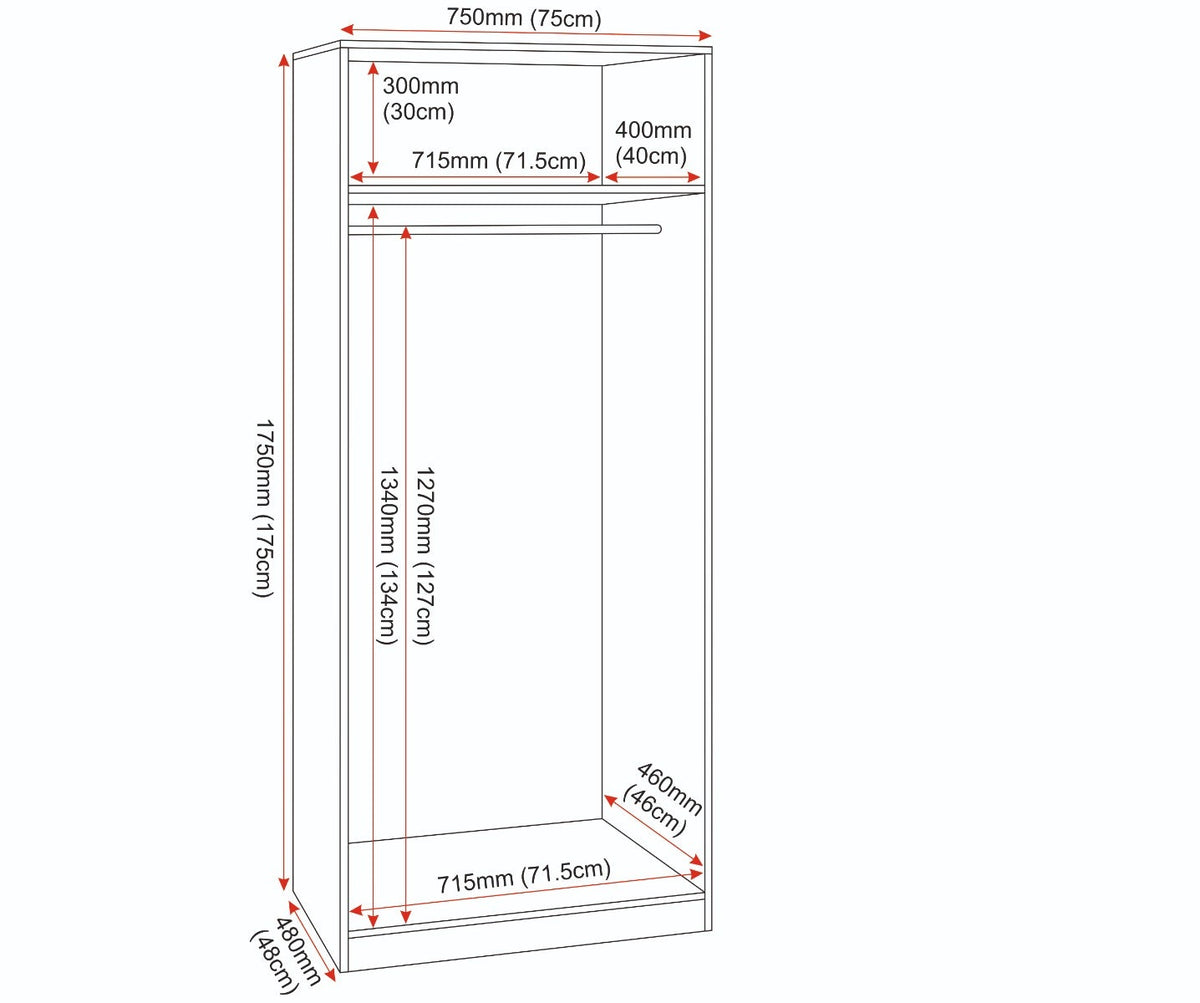 Dakota 2 Door Wardrobe - Dark Grey - view 8