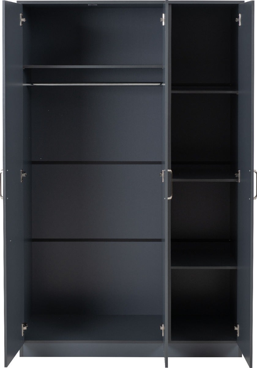 Dakota 3 Door Wardrobe - Dark Grey - view 4
