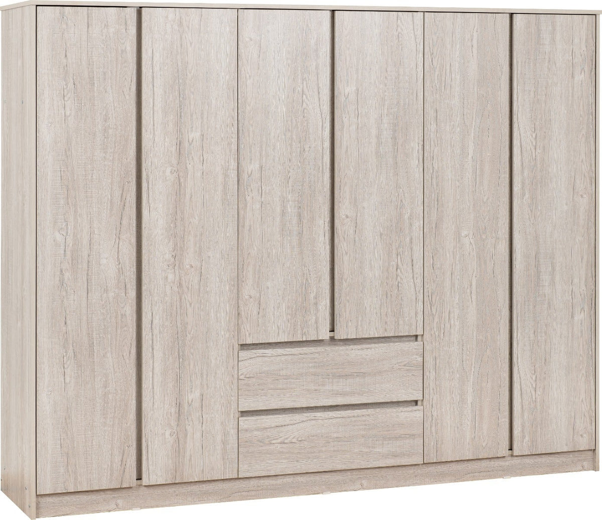 Malvern 6 Door 2 Drawer Wardrobe - Urban Snow - view 2