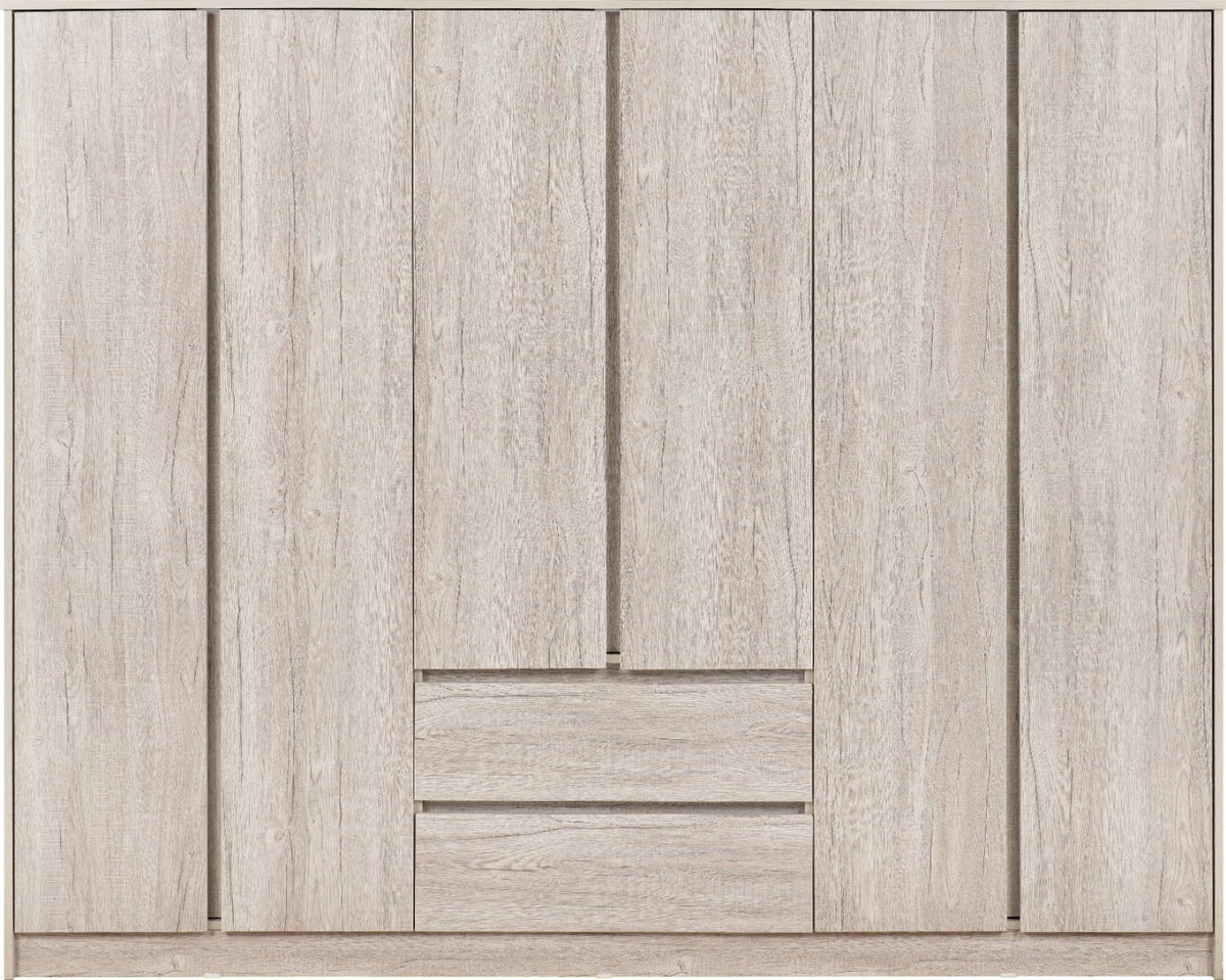 Malvern 6 Door 2 Drawer Wardrobe - Urban Snow - view 3