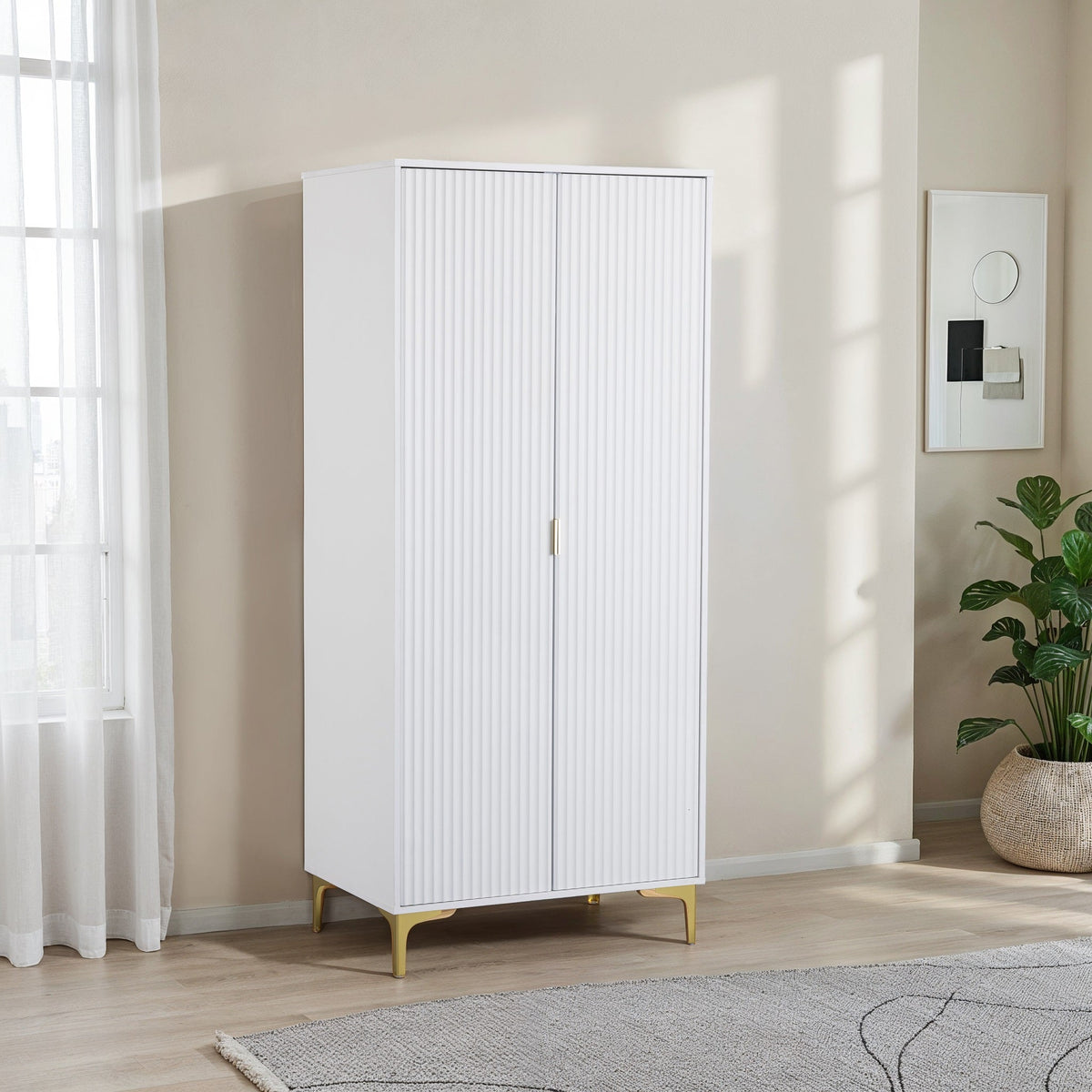 Miami 2 Door Wardrobe - White/Gold