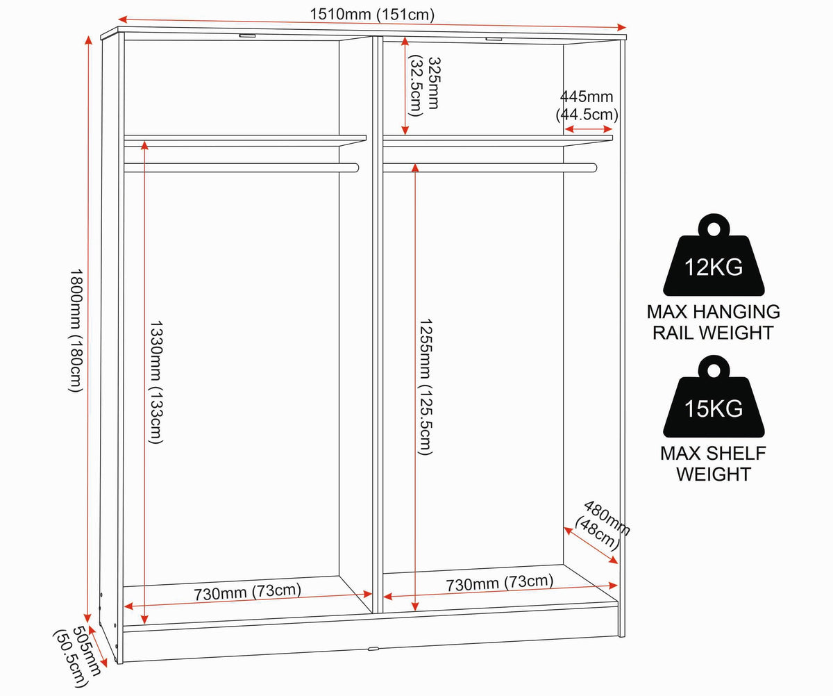Malvern 4 Door Wardrobe - Black - view 7