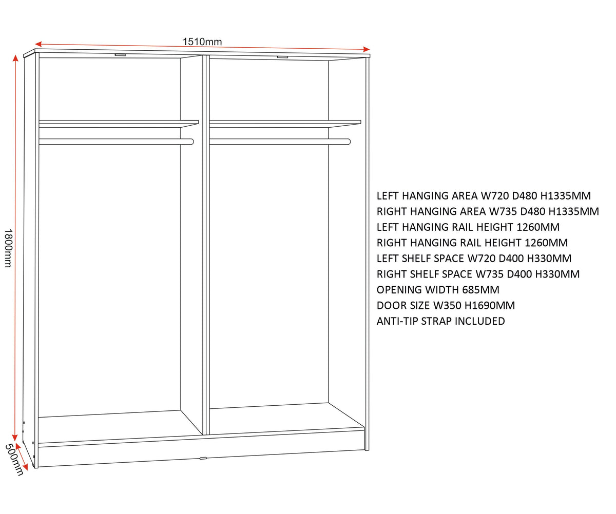 Malvern 4 Door Wardrobe - Black - view 2