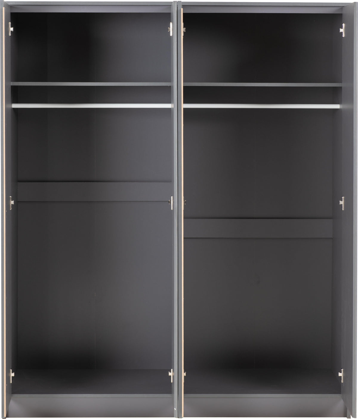 Malvern 4 Door Wardrobe - Grey - view 6