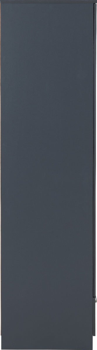 Dakota 2 Door 1 Drawer Mirrored Wardrobe - Dark Grey - view 5
