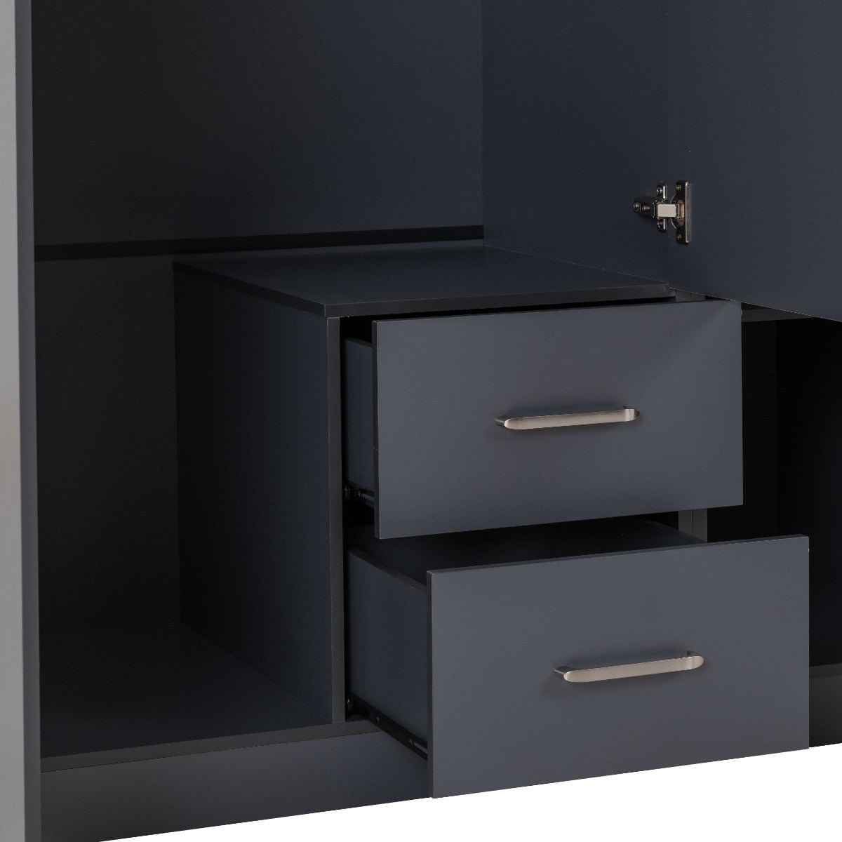 Dakota 3 Door 2 Drawer Mirrored Wardrobe - Dark Grey - view 7
