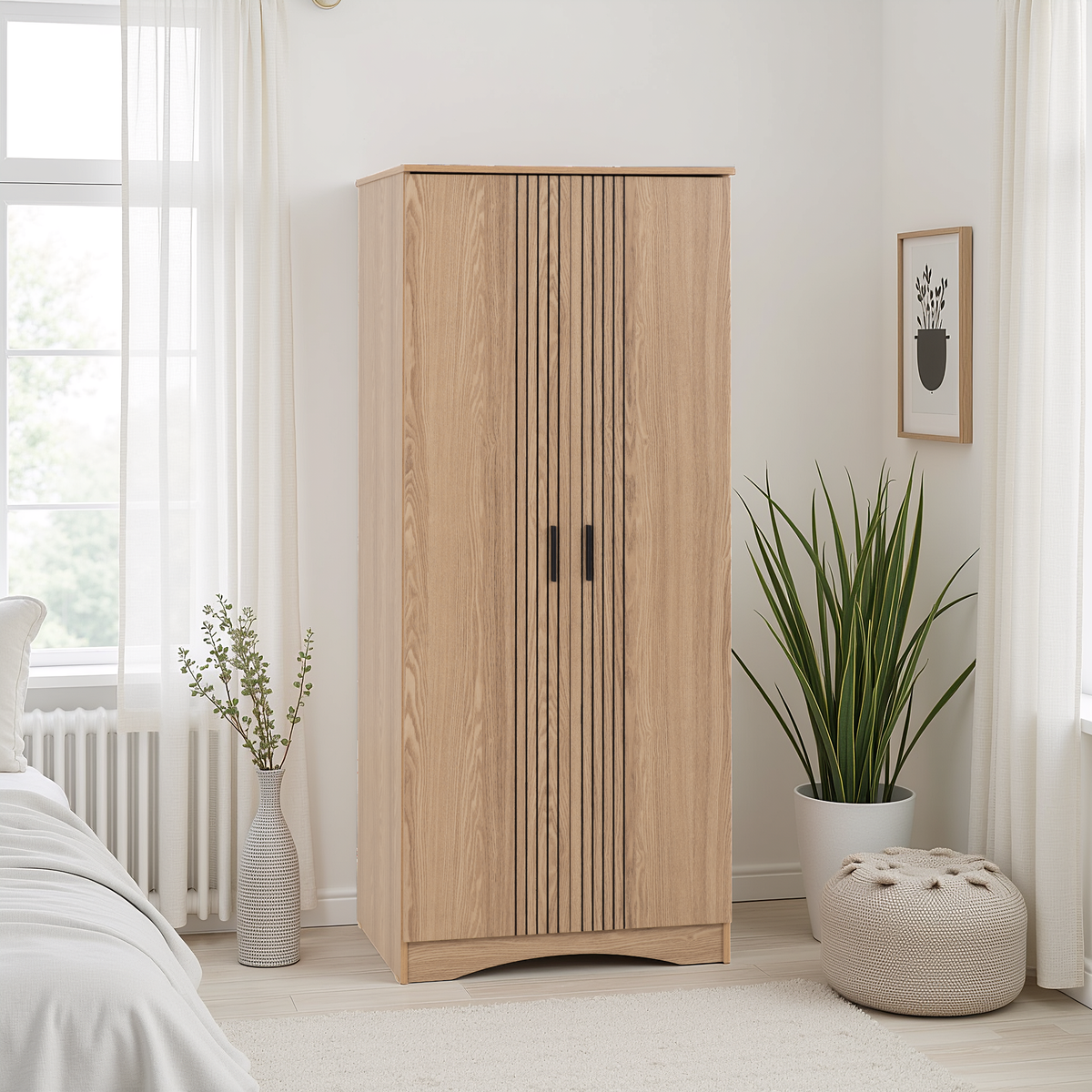 Tessa 2 Door Wardrobe - Natural Oak Effect