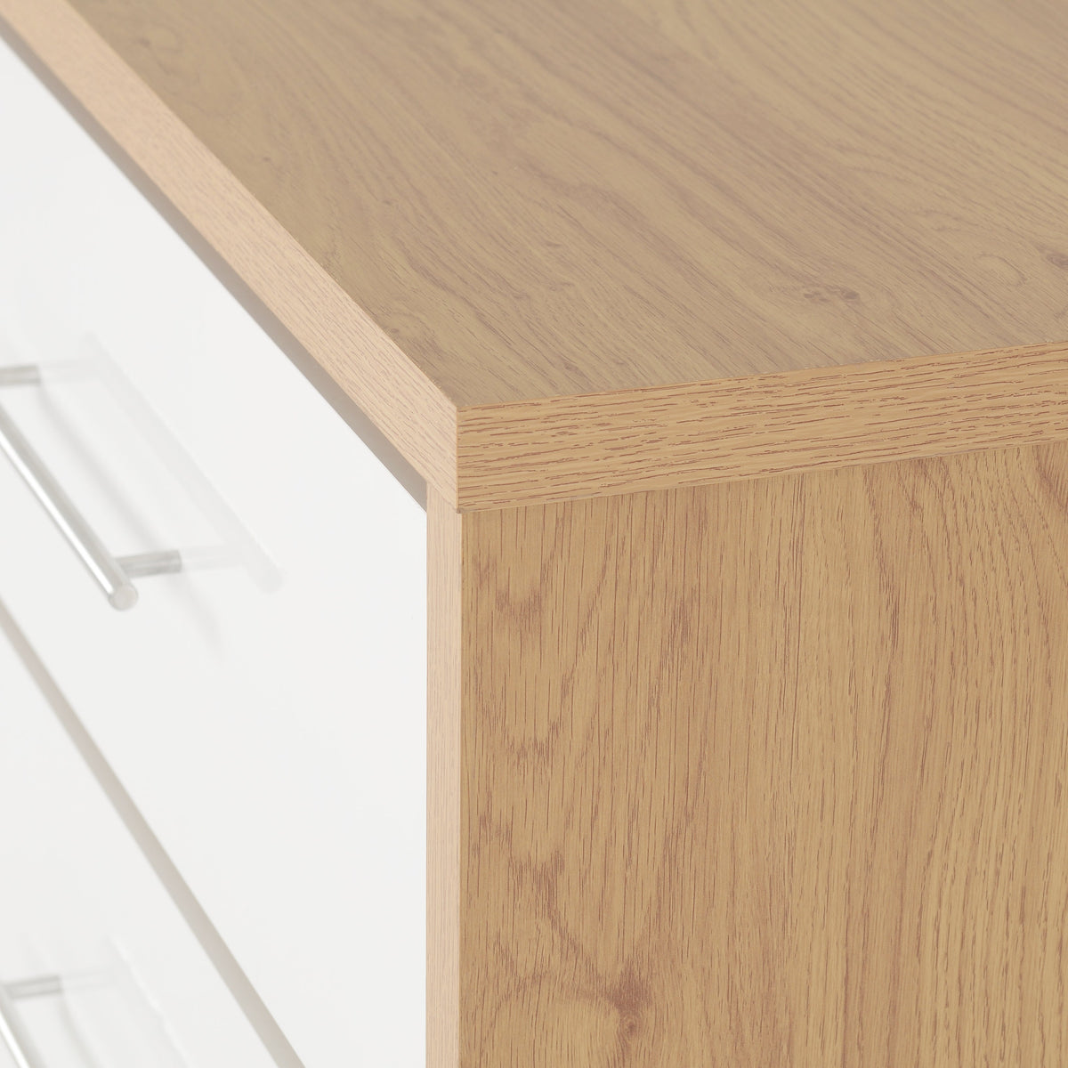 Seville 3 Drawer Chest - White Gloss/Light Oak Effect Veneer - view 6