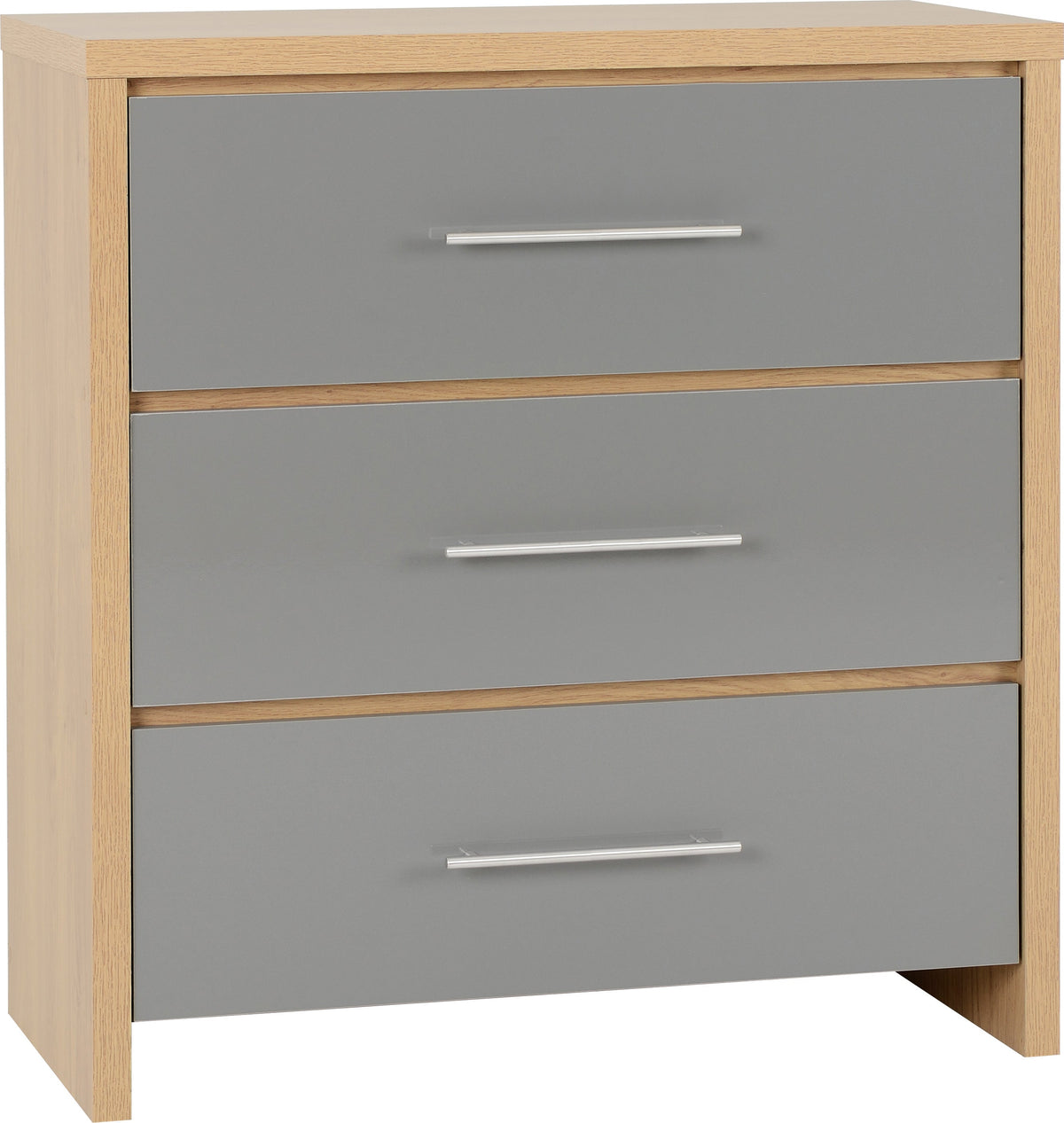 Seville 3 Drawer Chest - Grey Gloss/Light Oak Effect Veneer - view 9