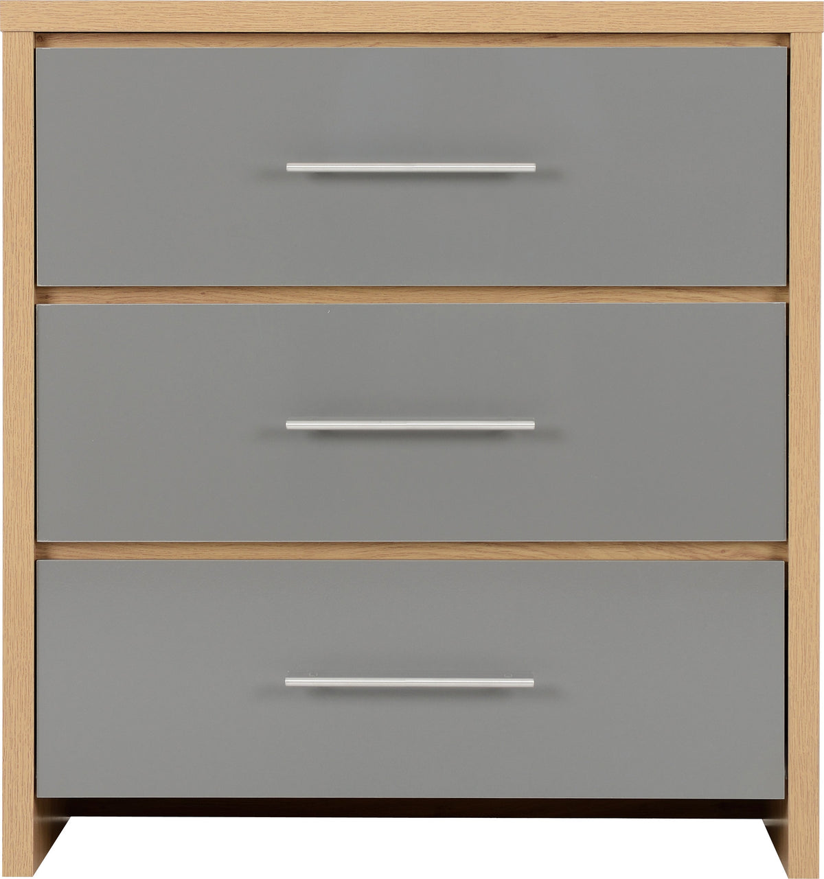 Seville 3 Drawer Chest - Grey Gloss/Light Oak Effect Veneer - view 7