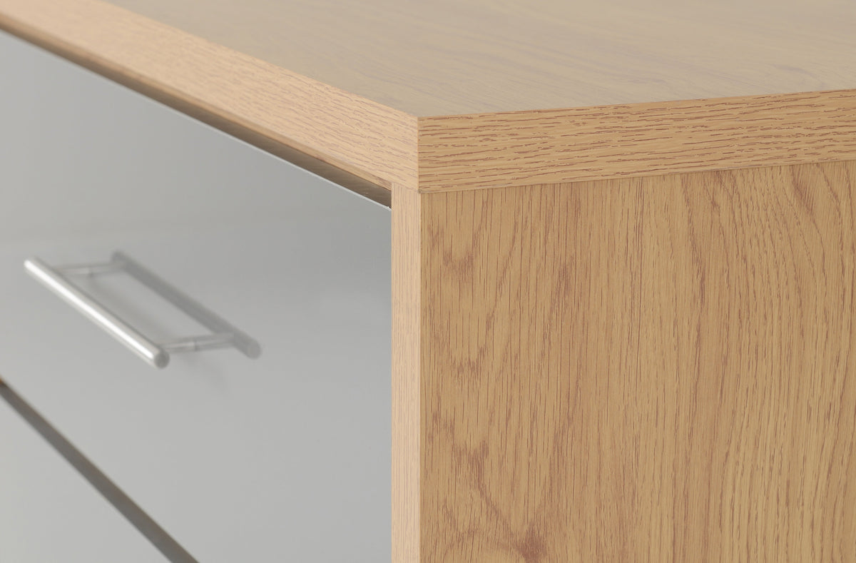 Seville 3 Drawer Chest - Grey Gloss/Light Oak Effect Veneer - view 4