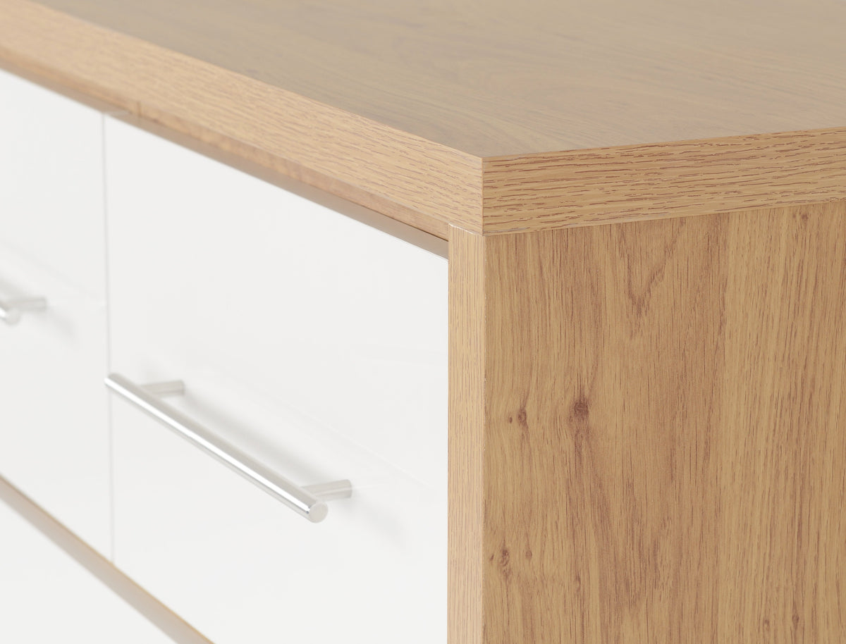 Seville 3+2 Drawer Chest - White Gloss/Light Oak Effect Veneer - view 4