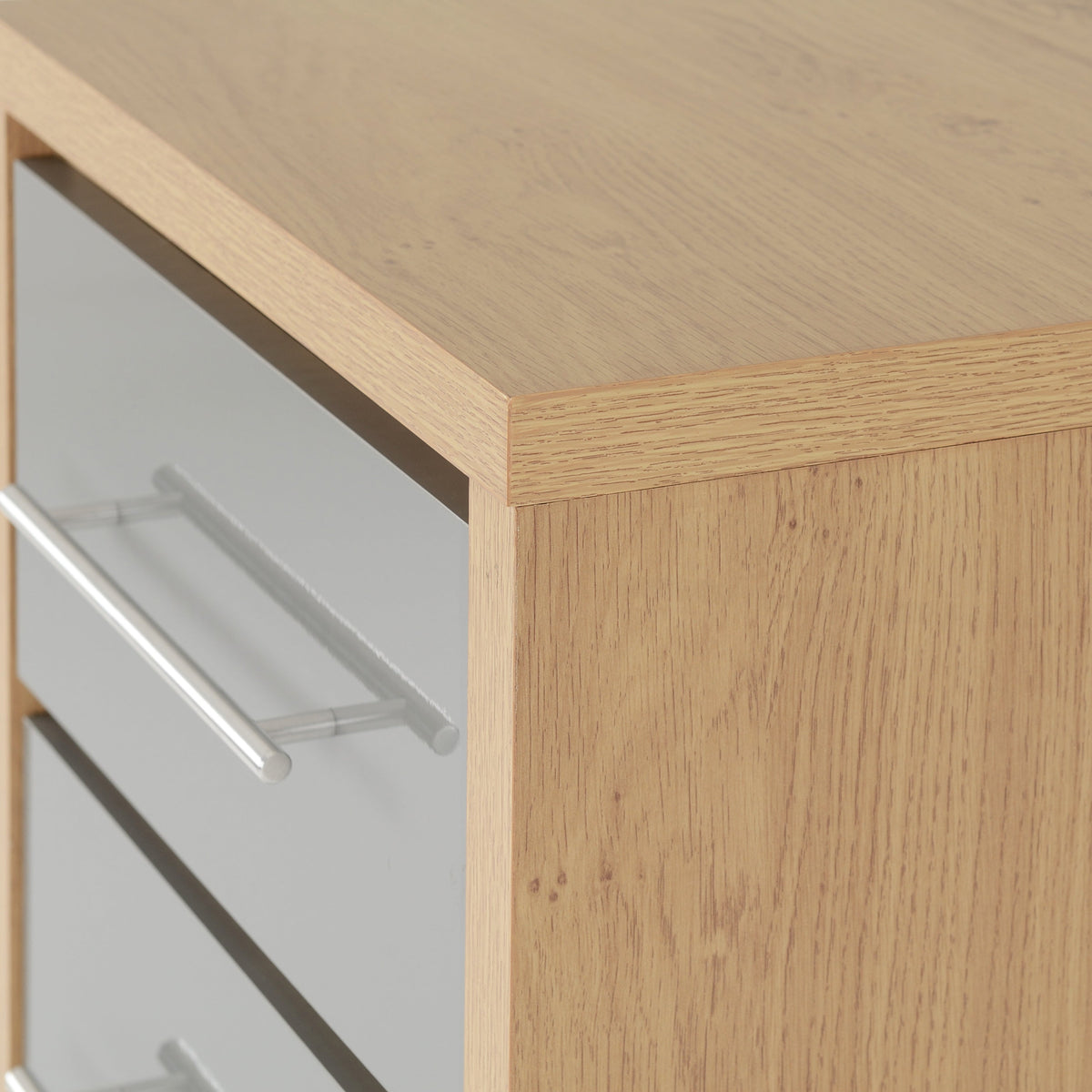 Seville 5 Drawer Narrow Chest - Grey Gloss/Light Oak Effect Veneer - view 5