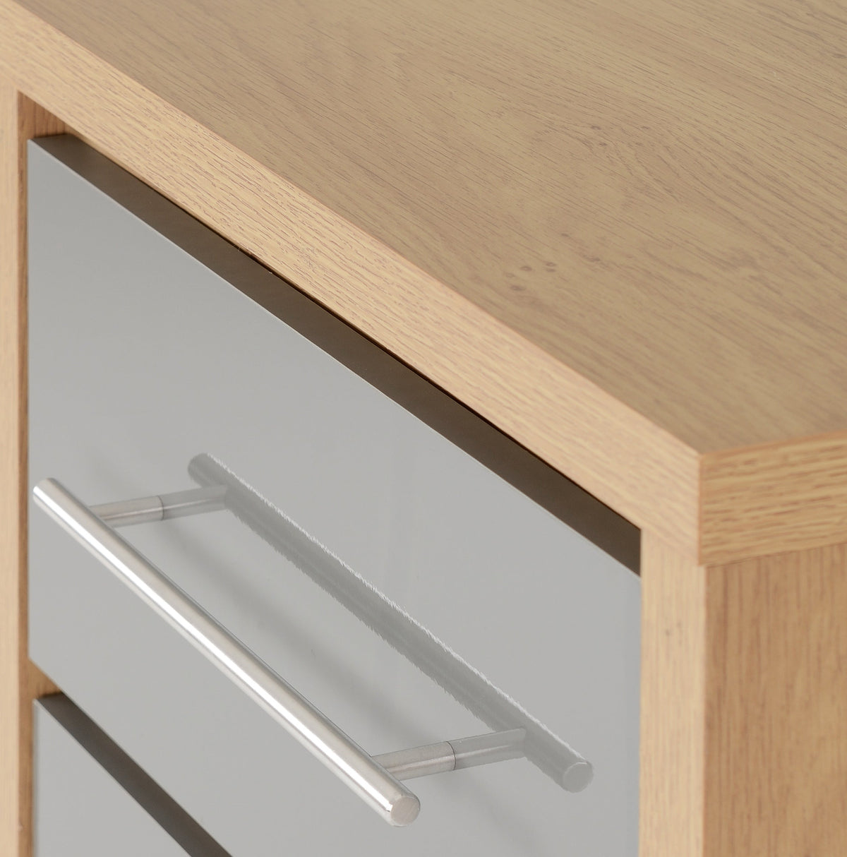 Seville 5 Drawer Narrow Chest - Grey Gloss/Light Oak Effect Veneer - view 4